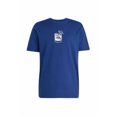 Image of adidas Sportswear Lounge Drink Graphic TEE Print Tshirt, Size: Small, Dark blue