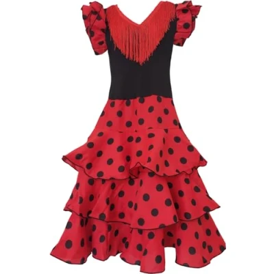 Image of Flamifeel Flamenco Dress Red with Black Spots 6 Years