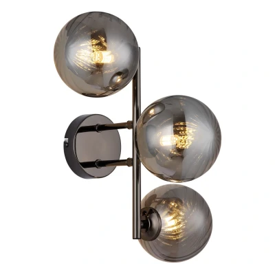 Image of Conor Globe Wall Lights Gunmetal Balls Smoke Glass Shade 3x G9