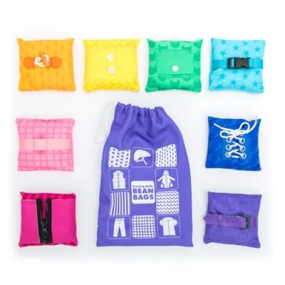 Image of Learning Resources Dressing Skills Bean Bags, Sensory Toys, Life for Kids, Shoe Tying Practice, Gifts Ages 3 4 5+