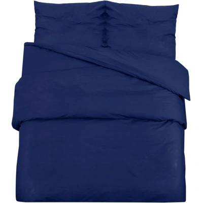 Image of vidaXL Duvet Cover Set Navy Blue 260x240 cm Light weight Microfiber