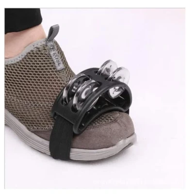 Image of CHUANGOU Foot Tambourine with Metal Bells Black, Durable Plastic Frame, Lightweight, Comfortable, Elastic Fabric Band for All Shoes