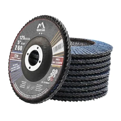Image of Merryland Flap Disc 125 Metal for Angle Grinder, 125mm 60 Grit T29 Wheel 10 Pieces, Blue Zirconium Corundum INOX Stainless Steel Iron Universal 5 inch, Craft Line FC1108314