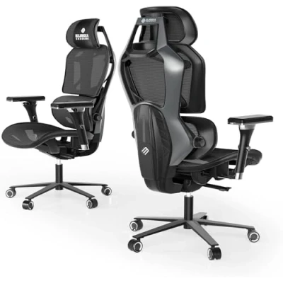 Image of EUREKA Ergonomic Typhon Gaming Chair Office with Lumbar Support Mesh Comfortable Computer Desk 4D Armrests for Home Black &amp; Grey