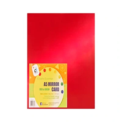 Image of Creativity Inspired Basic Red/Green Mirror A5 170gsm Card Pack, 50 Sheets for Crafting, Children Art Activities &amp; Scrapbooking, Ideal Hobbyists and Professional Crafters, Adults Kids