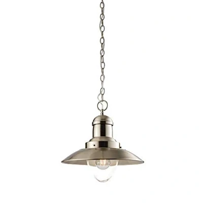 Image of Mendip 1 Light Dome Ceiling Pendant Clear Glass, Satin Nickel, E27