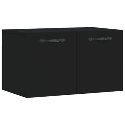 Image of vidaXL Modern Wall Cabinet 60cm Black Engineered Wood mounted Storage Unit for Living Room