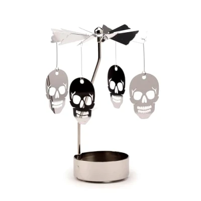 Image of Puckator Skull Rotating Carousel Spinning Tea Light Candle Holder Living Room Accessories Themed Home Decoration Ornaments Table Centrepiece