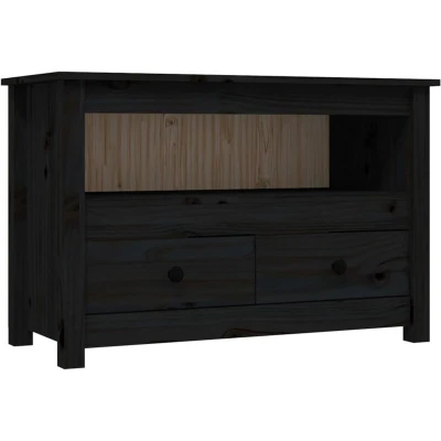 Image of vidaXL TV Cabinet Black 79x35x52 cm Solid Wood Pine