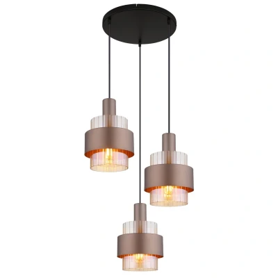 Image of Globo Milley hanging light, Ø 45 cm, bronze coloured, 3 bulb, metal