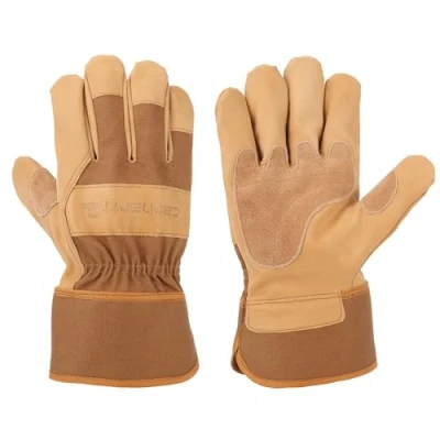 Image of Carhartt Men&#039;s Grain Leather Work Glove with Safety Cuff Cold Weather, Brown, XXL