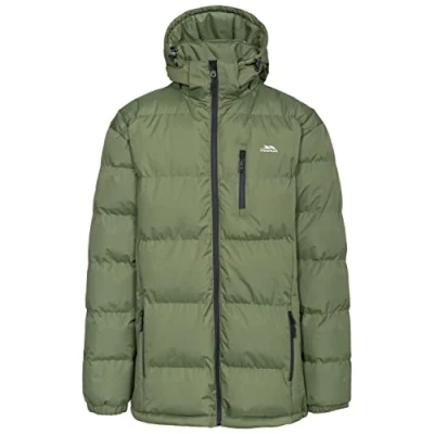 Image of Trespass Clip, Moss, XXS, Warm Padded Waterproof Jacket with Removable Hood for Men, XX Small / 2X 2XS, Green