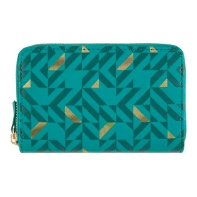 Image of DRAEGER PARIS 1886 Women&#039;s Wallet Turquoise Green Gold, 15 x 2,5 9,5 cm