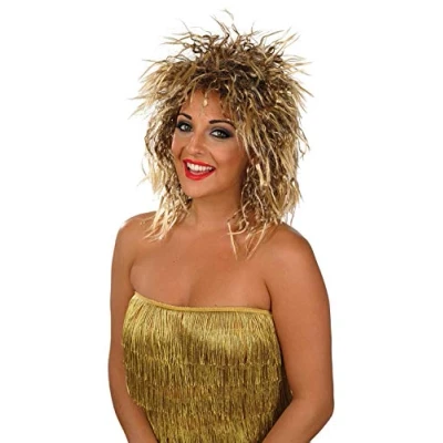 Image of Fun Shack 80s Wig Women Diva, Blonde Punk Women, Rock Wig, Rockstar Glam Fancy Dress, Disco Costume One Size
