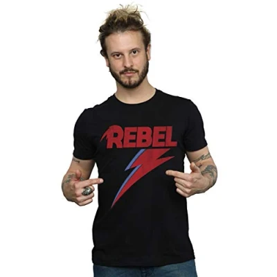 Image of David Bowie Men&#039;s Distressed Rebel T Shirt Black Large