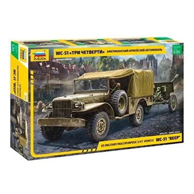 Image of Zvezda ZS3656 3656 WC 51 Beep US Military Multipurpose 3/4T Vehicle, 1/35 Scale, Model Kit, White