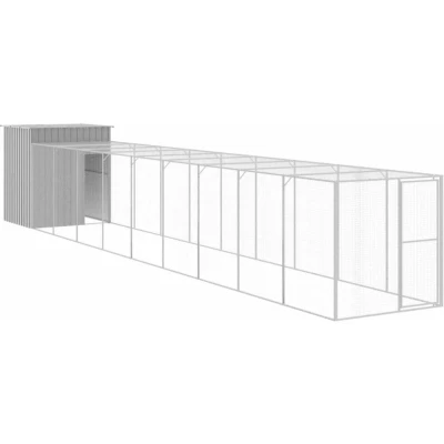 Image of vidaXL Chicken Cage with Run Light Grey 165x1067x181 cm Galvanised Steel
