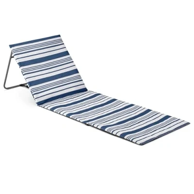 Image of Trail Beach Mat with Adjustable Backrest, Folding Sun Lounger, Lightweight Portable Sunbathing Recliner Pocket and Carry Handle