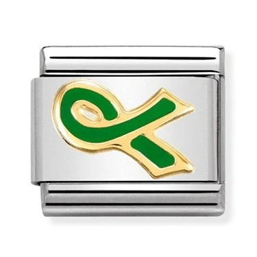 Image of Nomination Classic Gold Green Ribbon Fashion &amp; Fun Charms