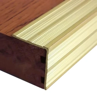 Image of ZIMGOD Brass Stair Nosing Edge Trim Anti Slip, Step Protector Strip for Wood Stairs Tile, Staircase Nose Guard Molding Strips, Corner Threshold Cover (Size : 34x30mm(1 3/8&quot; x1 1/8&quot;))