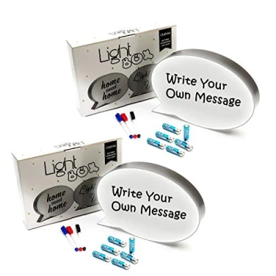 Image of PetrolScooter 2x Speech Bubble LED Light Up Box Write Your Own Message Memo Board Text Home Display Sign Includes Batteries