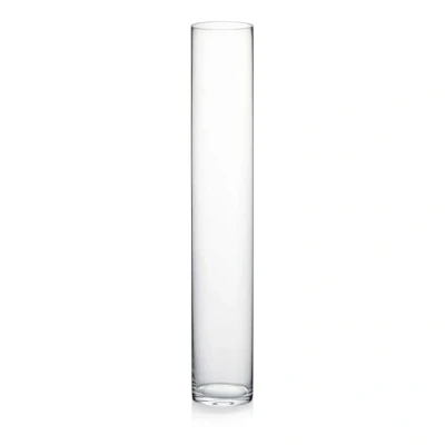 Image of WGV Cylinder Vase, 4&quot;W x 24&quot;H, Floral Container, Glass Centerpiece for Wedding Party Event, Home Office Decor, Clear, 1 Piece