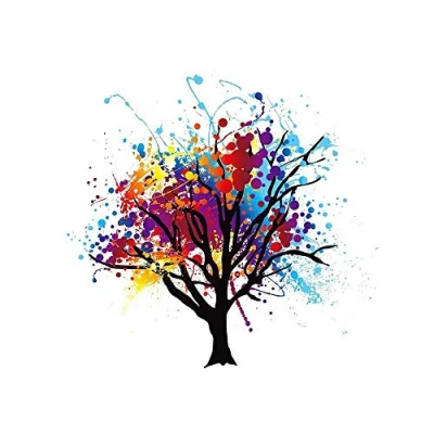 Image of Wee Blue Coo Painting Illustration Abstract Colourful Tree Splash Art Print Poster Wall Decor 12X16 Inch