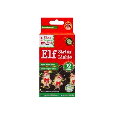 Image of PMS LED Elves Behaving Badly String Lights Elf Christmas 1.65m 10 Bulbs Xmas Decoration Festive Lighting Battery Operated