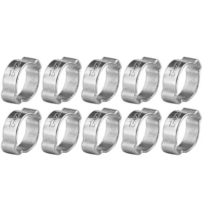 Image of 10pcs Adjustable Worm Gear Hose Clamps Zinc Plated Stainless Steel Two Ear Drive Clips 5 23mm for Fule Petrol Pipe Tube(13 15Mm)