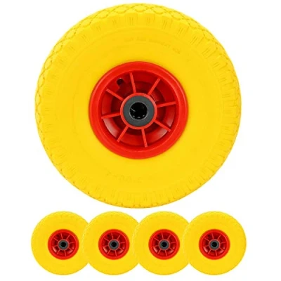 Image of Bond Hardware® 4 x 10&quot; 3.00 Yellow Sack Truck Hand Trolley Cart Wheelbarrow Solid Rubber Wheel Tyre Tires 20mm