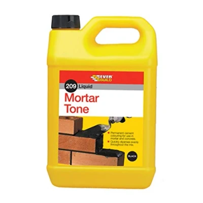Image of Everbuild 209 Mortar Tone Liquid Admixture Cement Colourant High Water and Rain Resistance Black 5 Litre