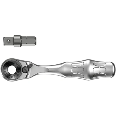 Image of Wera 8001 A Zyklop Mini 1 1/4&quot; Ratchet, with Socket Adaptor, 05073230001, Silver