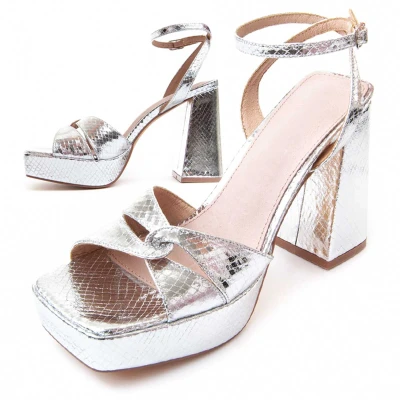 Image of Montevita Womens Heel Sandal Fiamma12 In Silver Size UK 6.5