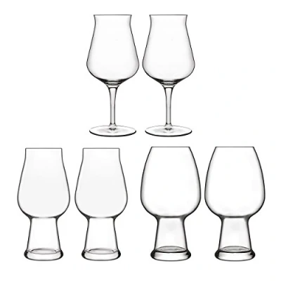 Image of Luigi Bormioli Birrateque Crystal Glassware Beer Glasses Dishwasher Safe Made in Italy Set of 6 glasses, Wheat 2 x 780ml, IPA 540ml, 420ml