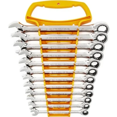 Image of GearWrench 9412 8 19 mm Ratcheting Combination Wrench Set, Metric,12 Piece