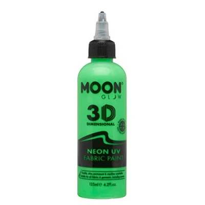 Image of Moon Glow Neon UV 3D Fabric paint 125ml Intense Green Textile for clothes, t shirts, bags, shoes &amp; canvas