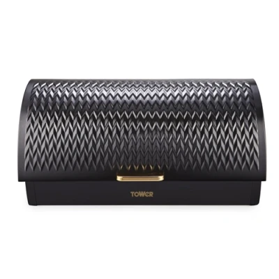 Image of Tower T826090BLK bread box Rectangular Black Stainless steel