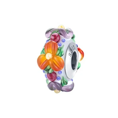 Image of YaShuo Jewellery Murano Glass Bead Sterling Silver Core Charms For Pandora Charm Bracelets (Colored Beads) (C1154)
