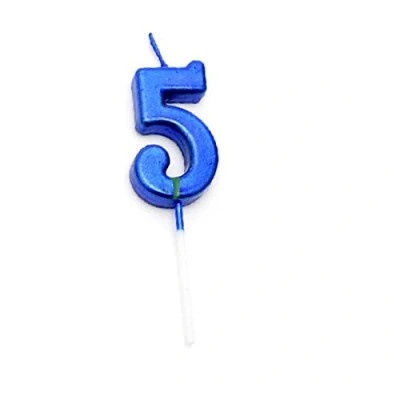 Image of SHATCHI Blue 5 Number Candle Boys Birthday Wedding Anniversary New Year Party Cake Decorations Topper