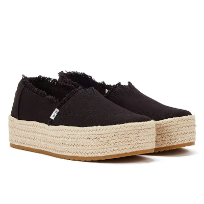 Image of TOMS Women&#039;s Valencia Platform, Black Canvas, 3 UK