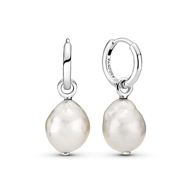 Image of Pandora Freshwater Cultured Baroque Pearl Hoop Earrings
