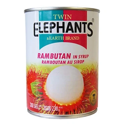 Image of Twin Elephants &amp; Earth Brand Rambutan in Syrup Drained Weight 230g Net 565g