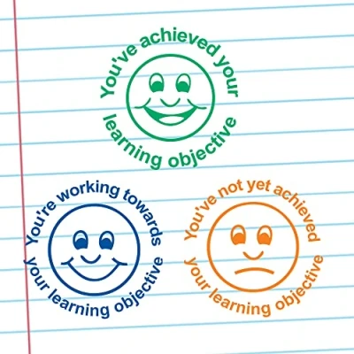 Image of 3 Stamp Learning Objective Progress Marking Set Achieved, Working Towards &amp; Not Yet Achieved^