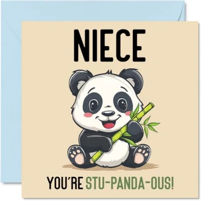Image of Birthday Cards for Niece Stu Panda ous Funny Happy Card from Uncle Auntie Aunt, Gifts, 145mm x Joke Greeting Women Her