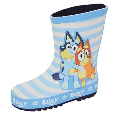 Image of Bluey Wellies for Kids Rubber Wellington Boots Bingo Rain Girls Boys Snow Wellys Blue 11 UK Child