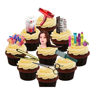 Image of Made4You Hairdresser Party Pack Edible Cupcake Toppers Stand up Wafer Cake Decorations (Pack of 72)