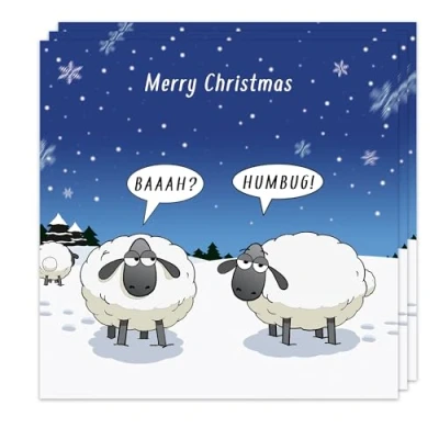 Image of Twizler Funny Christmas Cards Pack of 3 Bah Humbug Design Merry Xmas Multipack