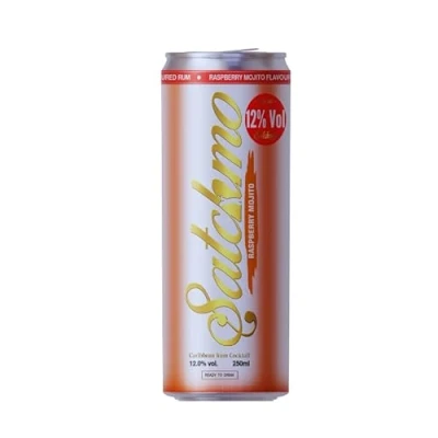 Image of Satchmo Raspberry Mojito Cocktail, 12% ABV, Premium Bar Quality Cocktails, Ready to Drink , 4 x 250ml Cans