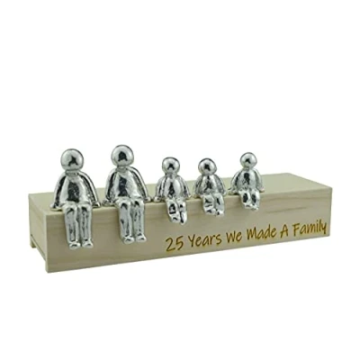 Image of Pirantin 25th Anniversary Idea 25 Years We Made A Family Metal Ornament Choose Your Combination Box &amp; Woodgrain May Vary(3 Children)