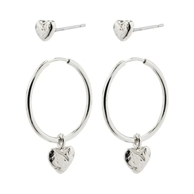 Image of JAYLA Heart Pendant Earrings 2 in 1 Set Silver Plated Gold or Rose Gold, Creolen, Sterling Alloy Steel Brass